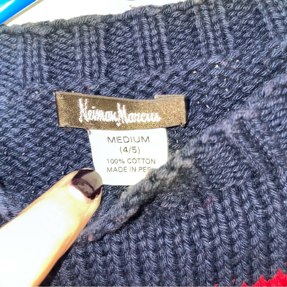 Neiman Marcus Boys Football Knit Sweater Blue Red Size Boys M 4/5 - Picture 3 of 10